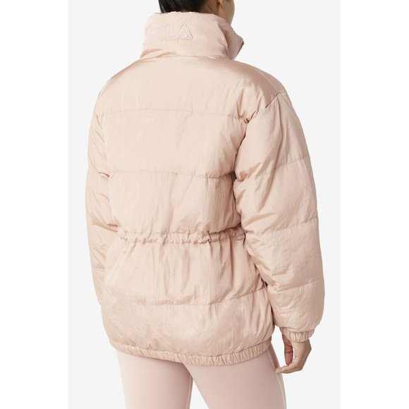 Fila Women's Puffer Jacket‎ Size M, Pink Samaira Cinch Waist Coat - Picture 2 of 5